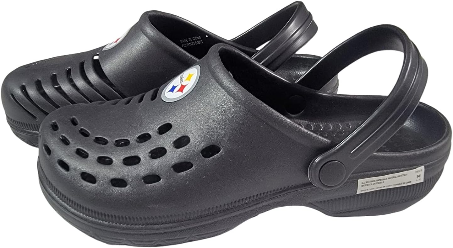 FOCO NFL Unisex-Adult Team Logo Solid Clogs with Heel Strap Comfortable Water Slip on Shoes