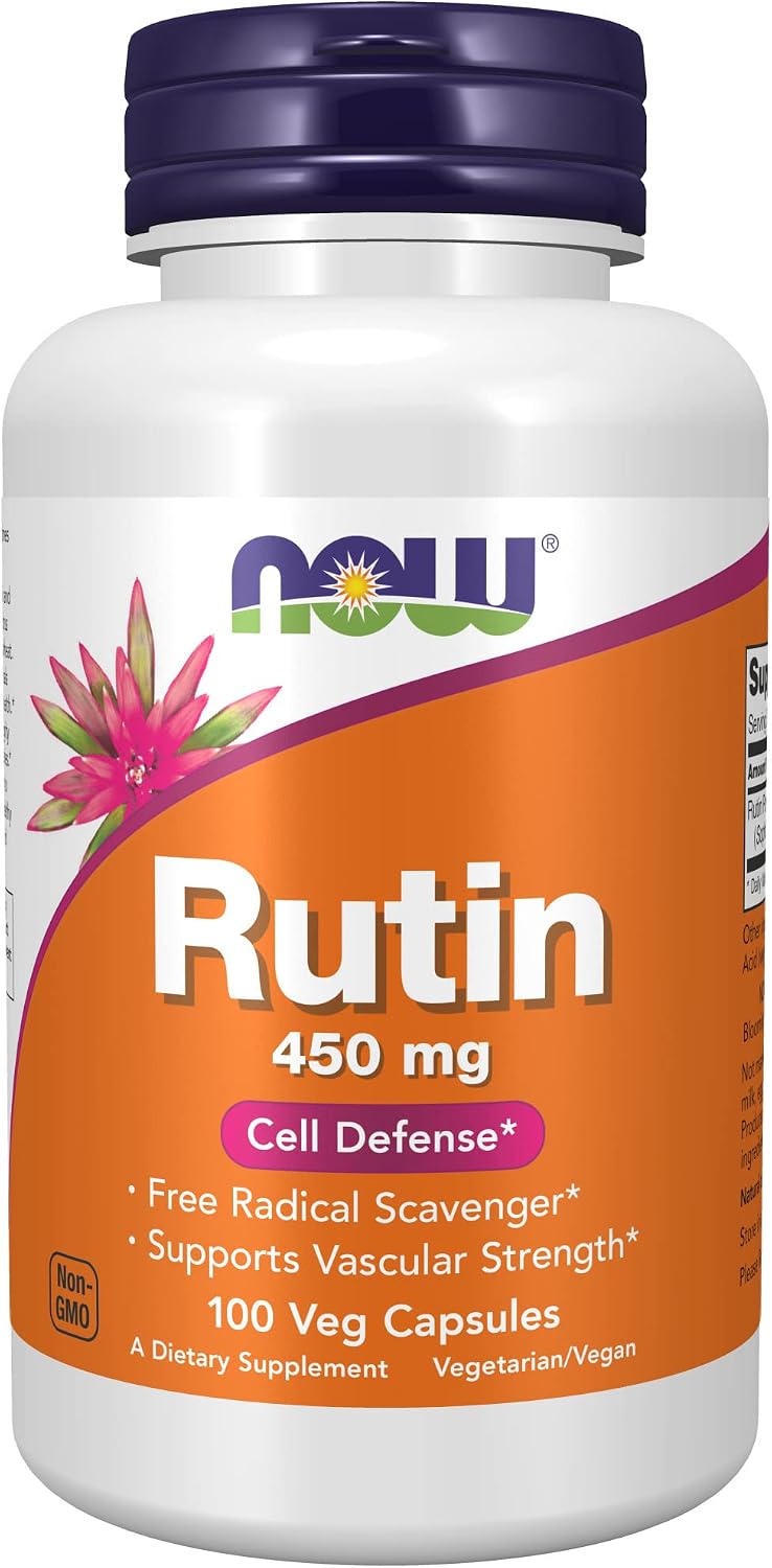 NOW Supplements, Rutin (Sophora japonica) 450 mg, Free Radical Scavenger*, Cell Defense*, 100 Veg Capsules