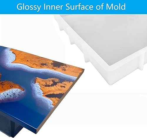 Miniatura 4 de Moldes de silicona de resina rectangular grande de 16 x 12 pulgadas, molde de silicona de resina epoxi para mesa de café de río, tablas de cortar,