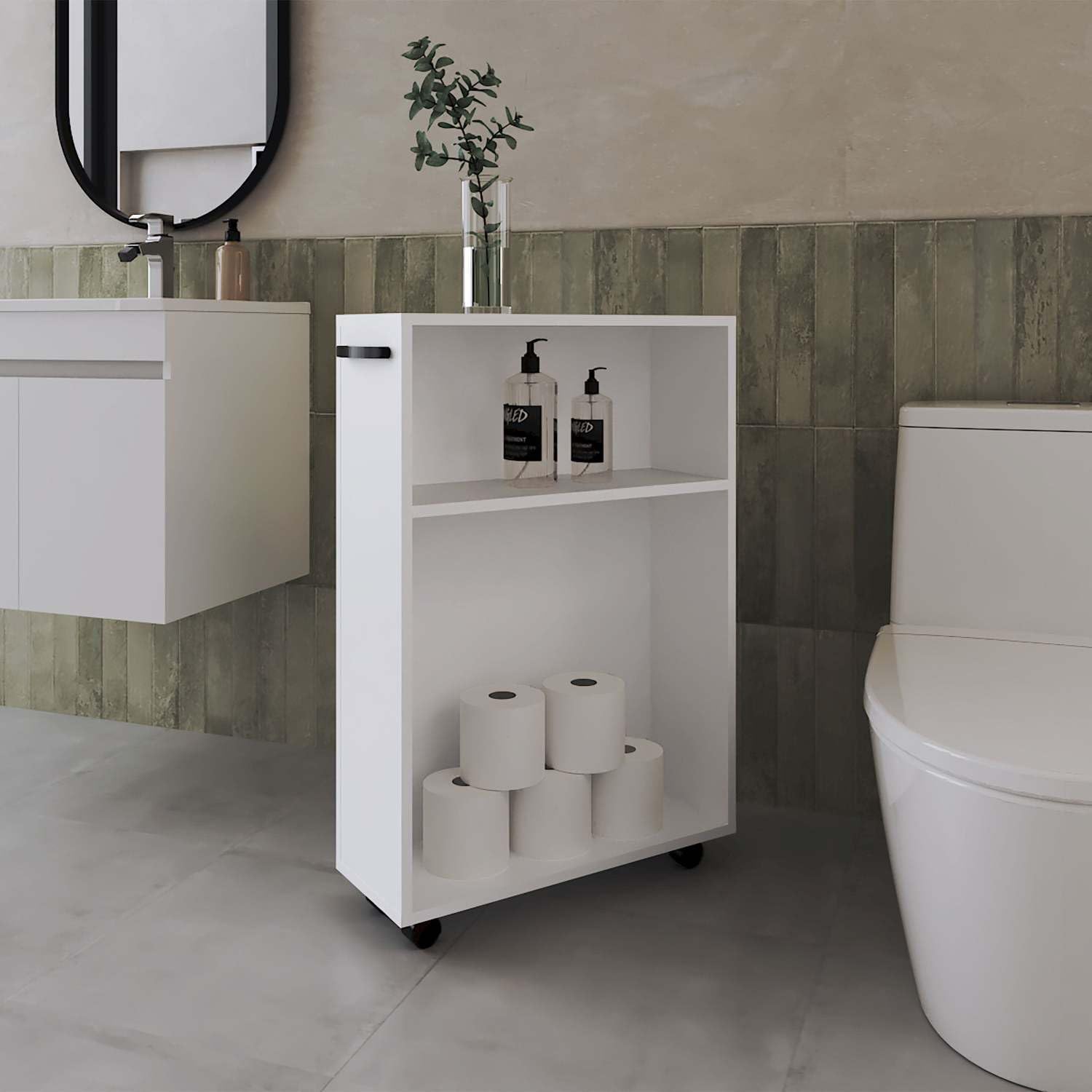 White Rolling Storage Cart with Versatile Compact Design