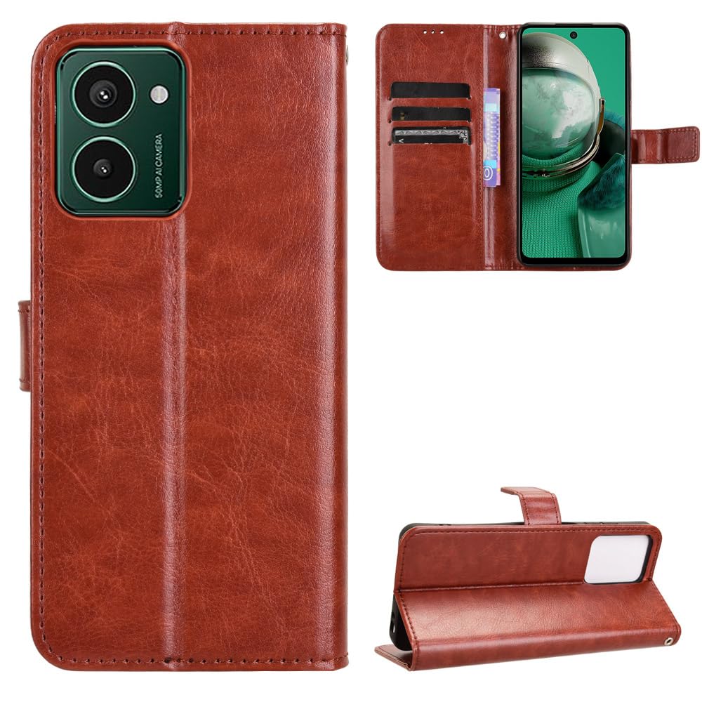 BellaCase HMD Pulse/Pulse Pro/Pulse+ Case [Wallet Case] [Kickstand] [Card Slots] [Magnetic Flip Cover] Compatible with HMD Pulse/Pulse Pro/Pulse+ Smartphone(Brown)