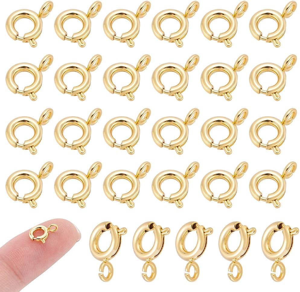 Spring Ring Clasps for Jewelry Making, 9MM Gold Plated Round Connector Clasps, Fasteners for Necklace Bracelet Anklet Chains, DIY Craft Supplies, Findings Accessories for Handmade Jewelry (Gold, 20 Pieces)-image-47