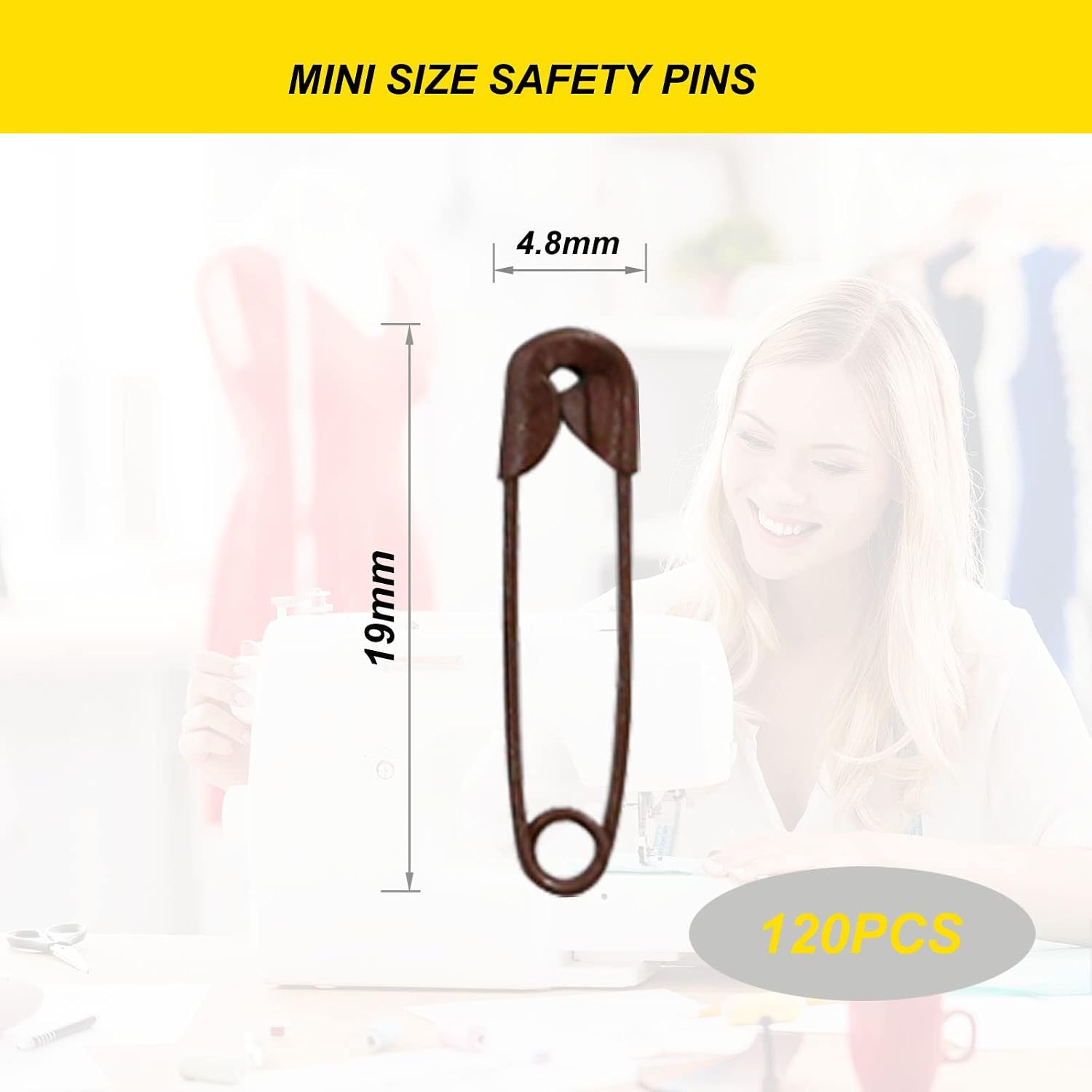 Small Safety Pins,0.75 Inch Mini Safety Pins for Clothes,Coffee Safety Pin Rust Resistant Nickel Plated Steel Set for Crafting,Sewing,Rimming Fastening Clip Button for Garment Hang Tag 120pcs/box