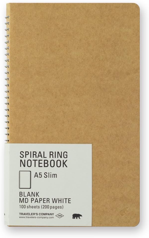 Travelers 15245006 Notebook Spiral Ring, A5 Slim, Unruled, MD White, Polar Bear, 2 Pack