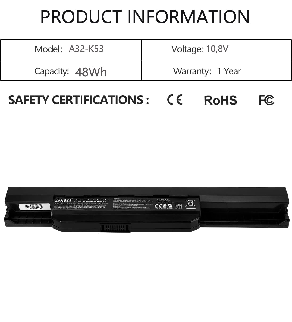 A32-K53 A41-K53 Batteria per ASUS K53 K53E K53S K53SD K53SJ K53SV K53T K53U K53Z X53 X53E X53S X53SV X53U X54 X54C X54H X54L A53 A53E K53TA K53TK X53B X53SC X53SD X53T X53Z Notebook Battery