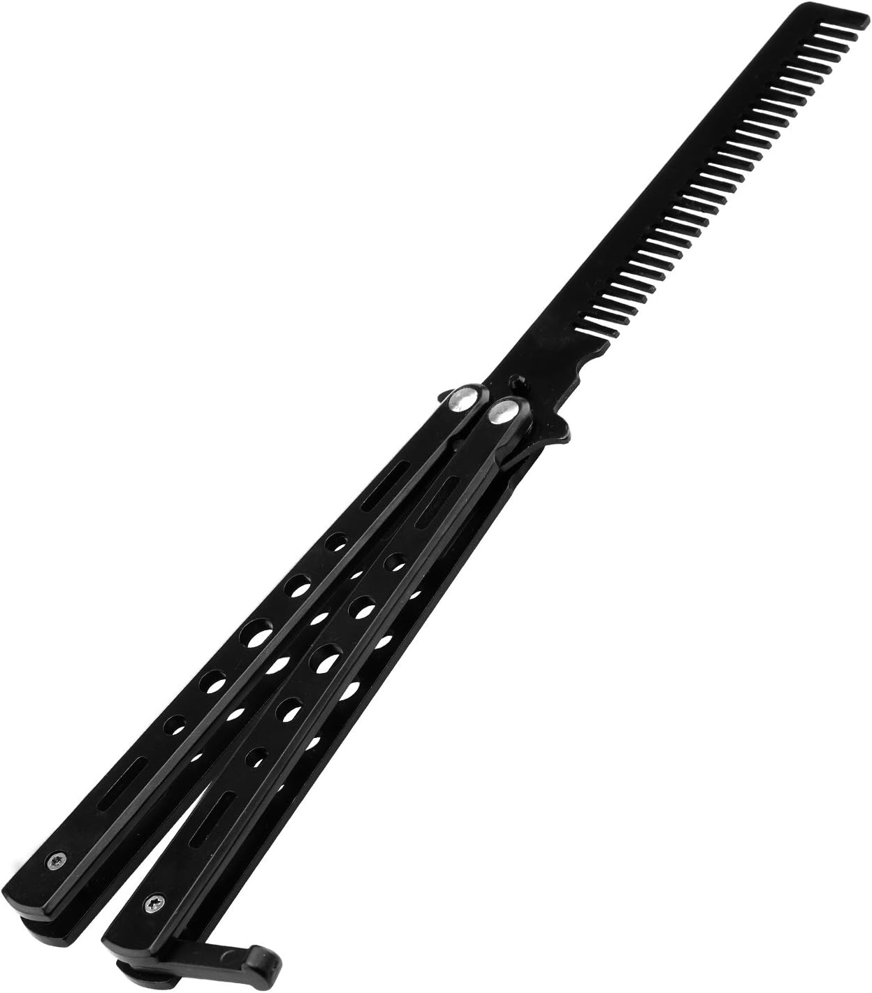 niceeshop(TM) Unique Design Folding Balisong Flail Comb Butterfly Knife Trainer Tool (Black)