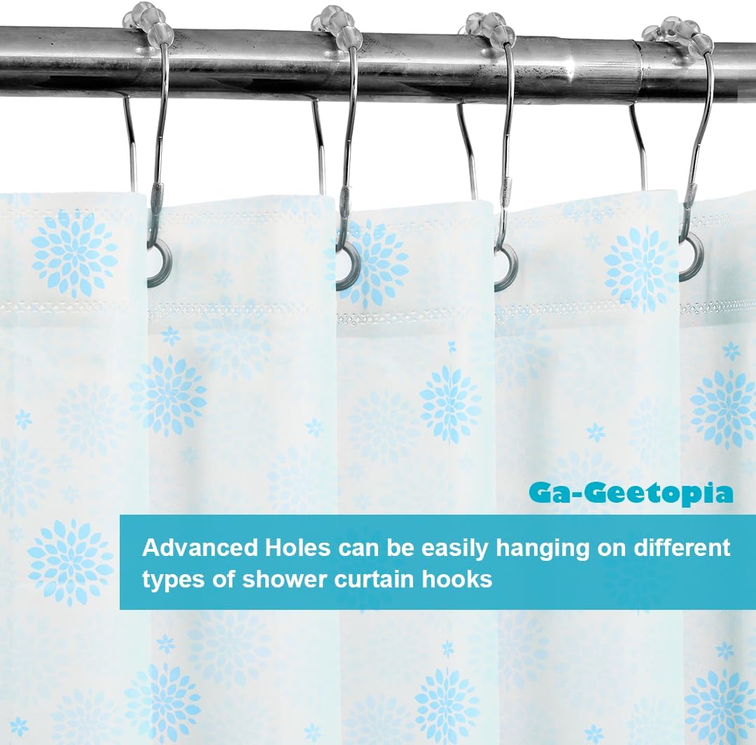 Ga-Geetopia White Snow Thin Plastic Shower Curtain or Liner 72" x 72" Water Repellent Lightweight Odorless Bathroom Showroom Curtain Liner with Rustproof Metal Grommet Holes, Magnets
