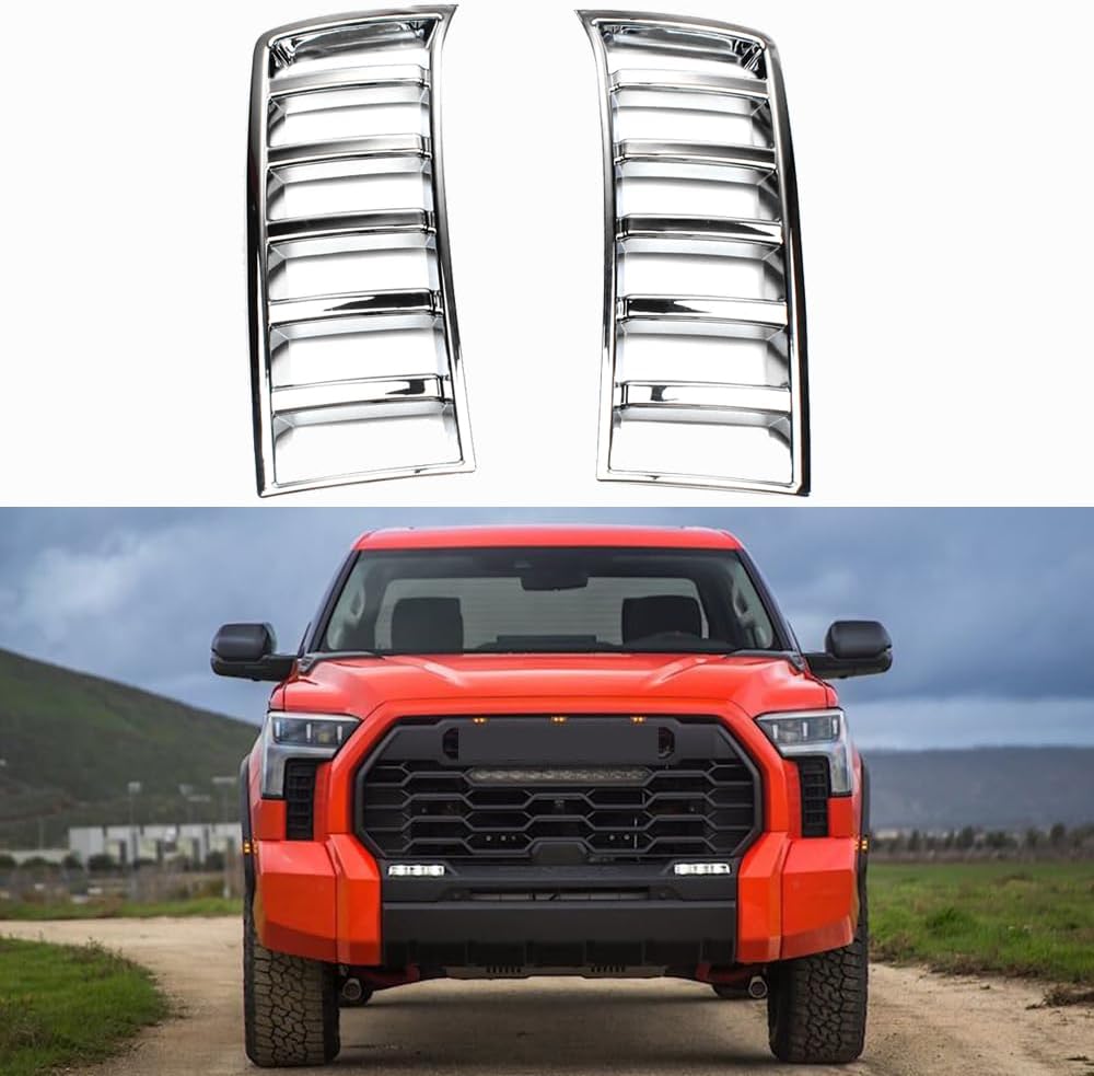 Gloss Black Front Bumper Fog Light Cover Trim Exterior Decoration Accessories Sticker For Toyota Tundra 2022 2023 2024