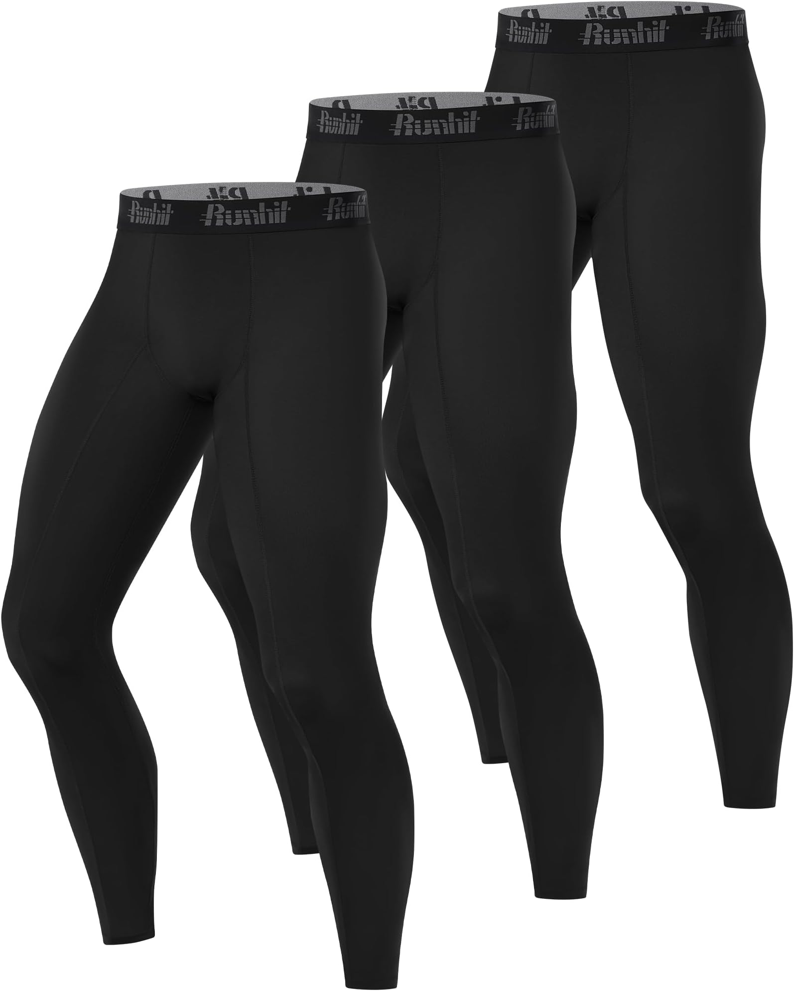 Men's Compression Leggings, 1/3 Pack Running Tights Thermal Base Layer Pants Athletic Trousers for Gym Cycling Football Workout