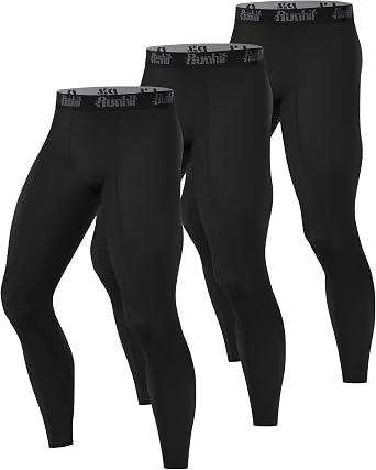 Runhit Men's Compression Leggings, 1/3 Pack Running Tights Thermal Base Layer Pants Athletic Trousers for Gym Cycling Football Workout