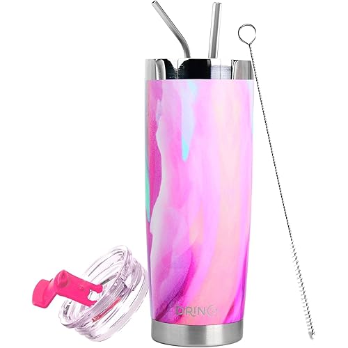Drinco - 20 oz Stainless Steel Tumbler | Double Walled Vacuum Insulated Mug With Lid, 2 Straws, For Hot & Cold Drinks (20oz Galaxy, 20oz)