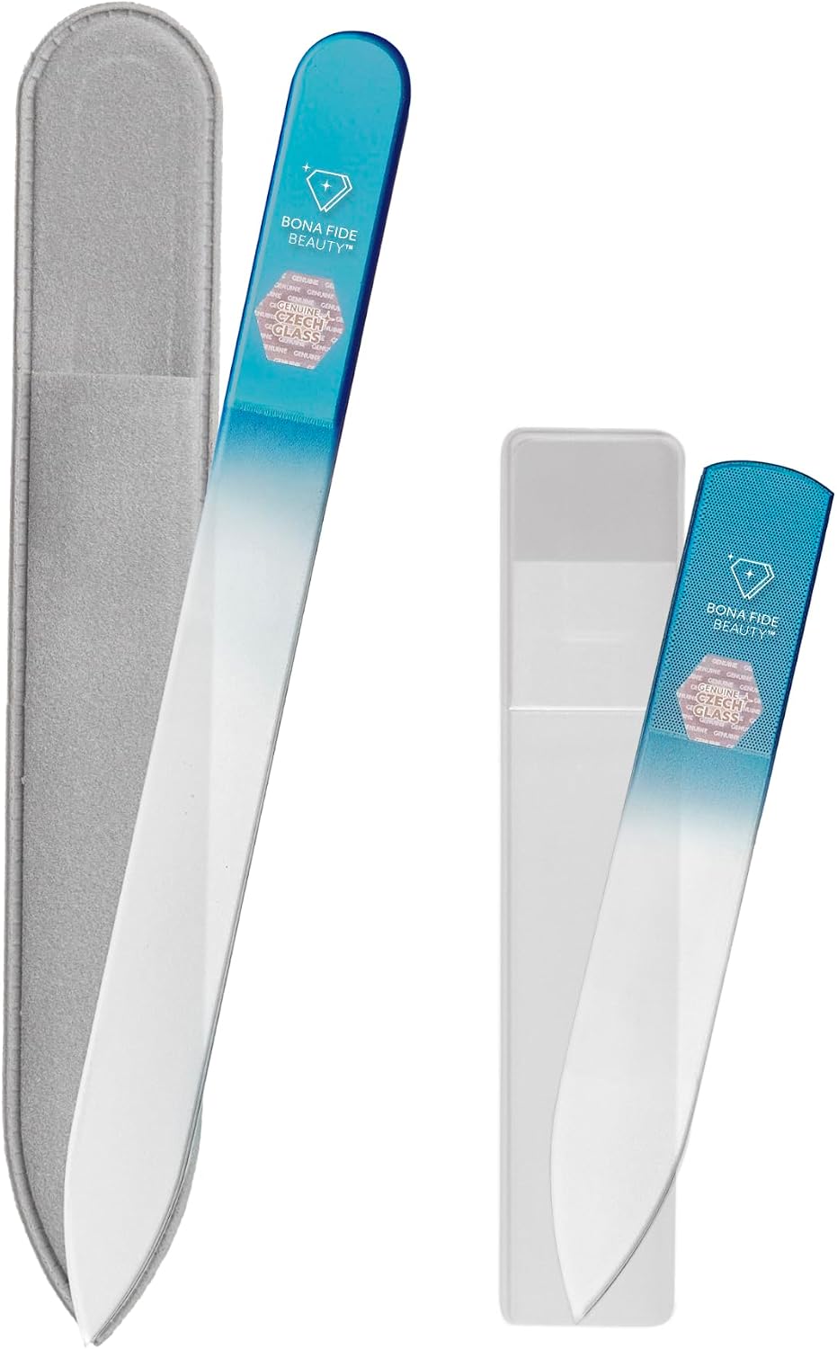 Bona Fide Beauty Czech Glass Nail File and Shiner Duo Set (Aqua)