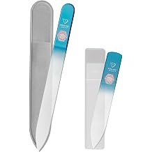 Bona Fide Beauty Czech Glass File & Nano Buffer Shine Set, 2 Piece Genuine Bohemian Glass Nail Set in Aqua