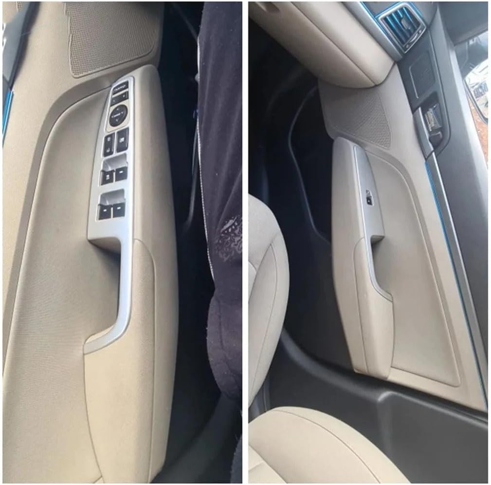 Car Door Window Glass Lift Switch Panel Cover Compatible with Elantra 2016 2017 2018 2019 2020 Accessories (Silver 2-Hole)