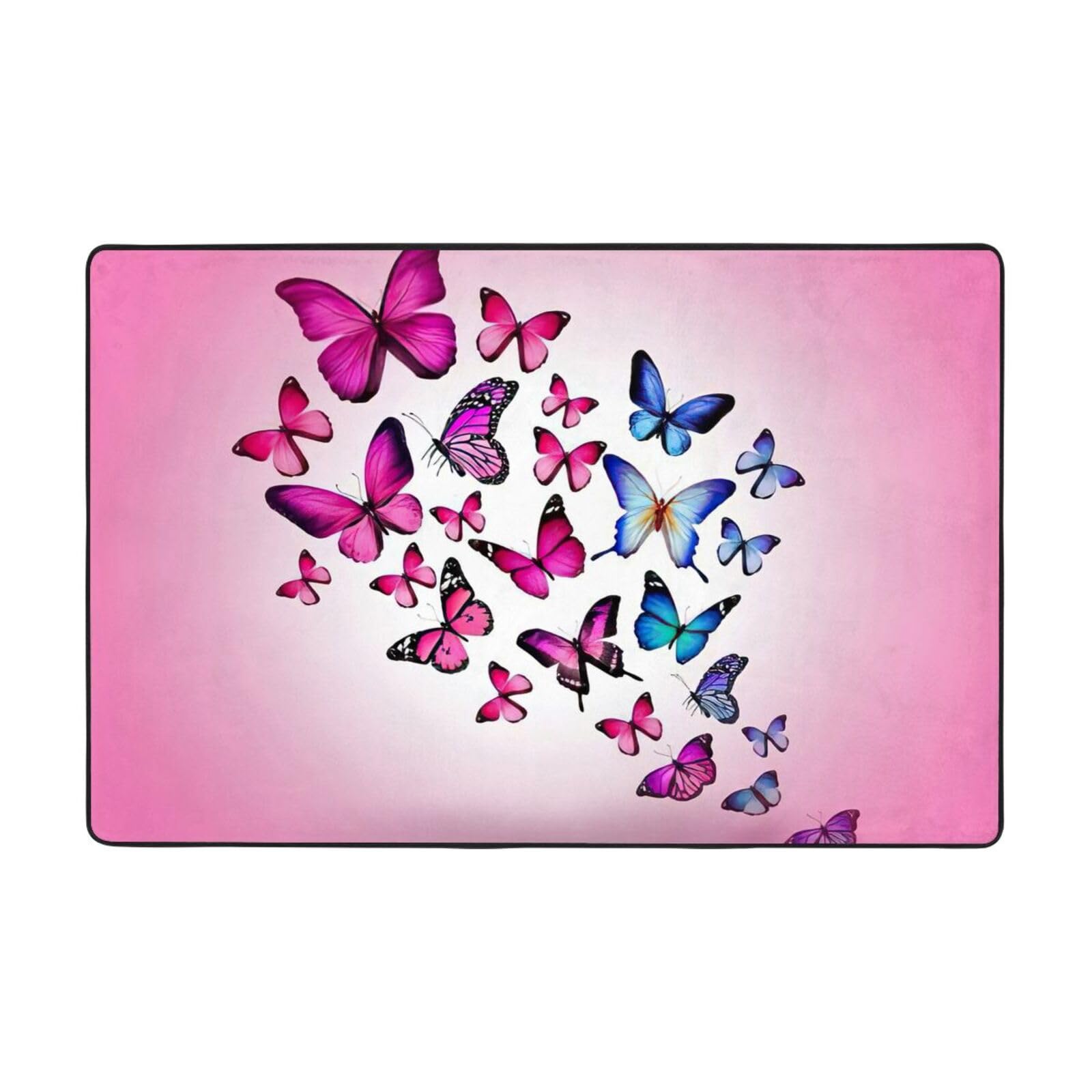 Tapis super doux EdWal papillons roses pour salle de bain et cuisine