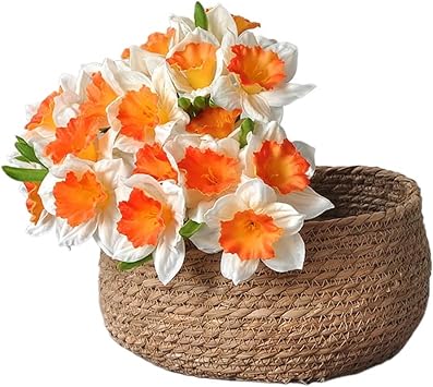 Luxury Narcissus Daffodils Bouquet Real Touch Artificial Flowers Home Hotel Decoration Wedding Bridal Flore White Flower (Color : White Yellow)