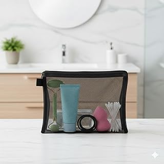 Bolsa de maquillaje de malla de nailon, bolsa...