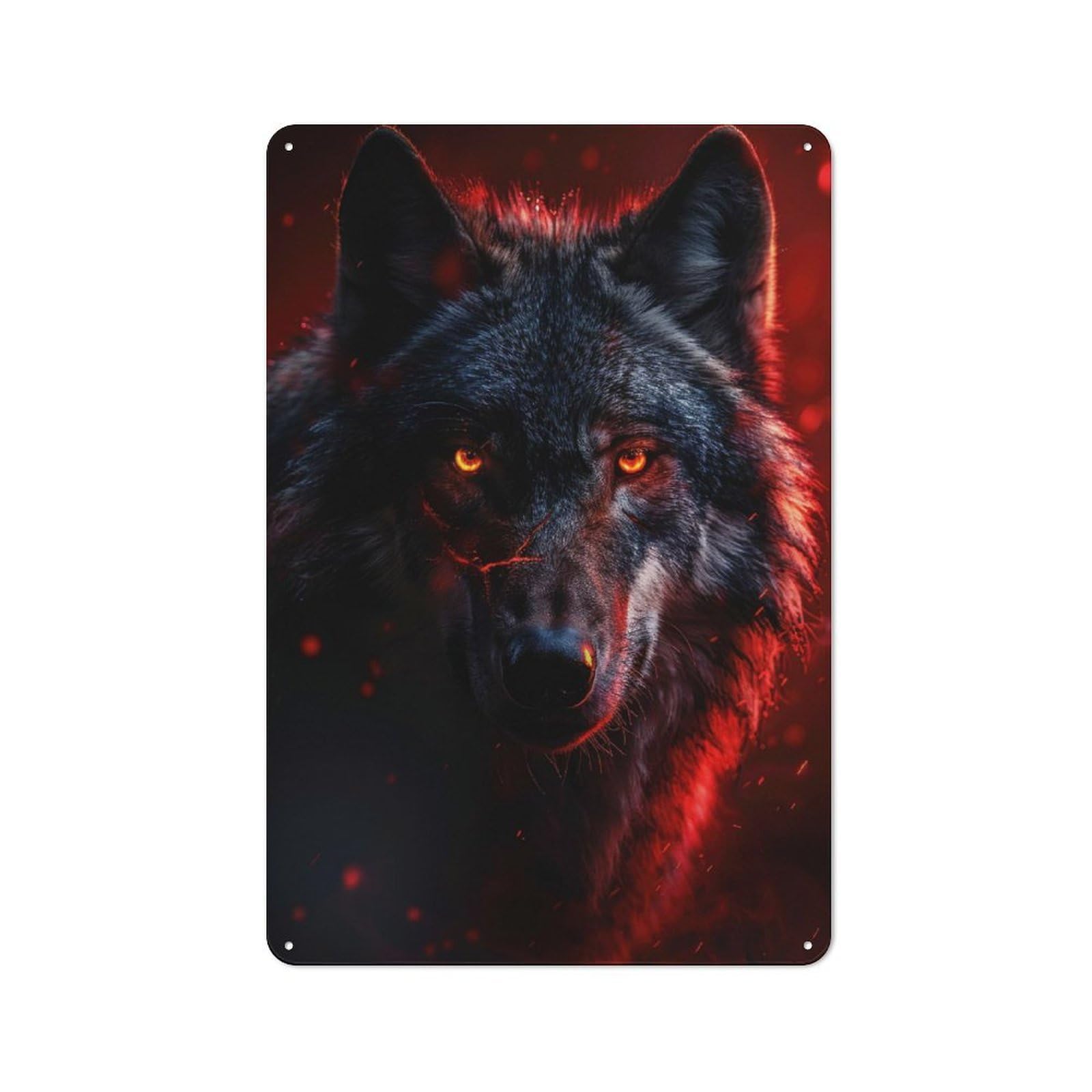 Vintage Metal Sign with Inferno Eyes of The Wolf Design 30x20cm, Vintage Bar Wall Plaque for Cafe, Pub, Workshop Or Home Bar