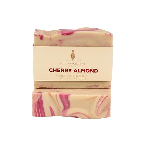 Jabón de barra hecho a mano de almendra cereza  Jabón de baño  Jabón de manteca de