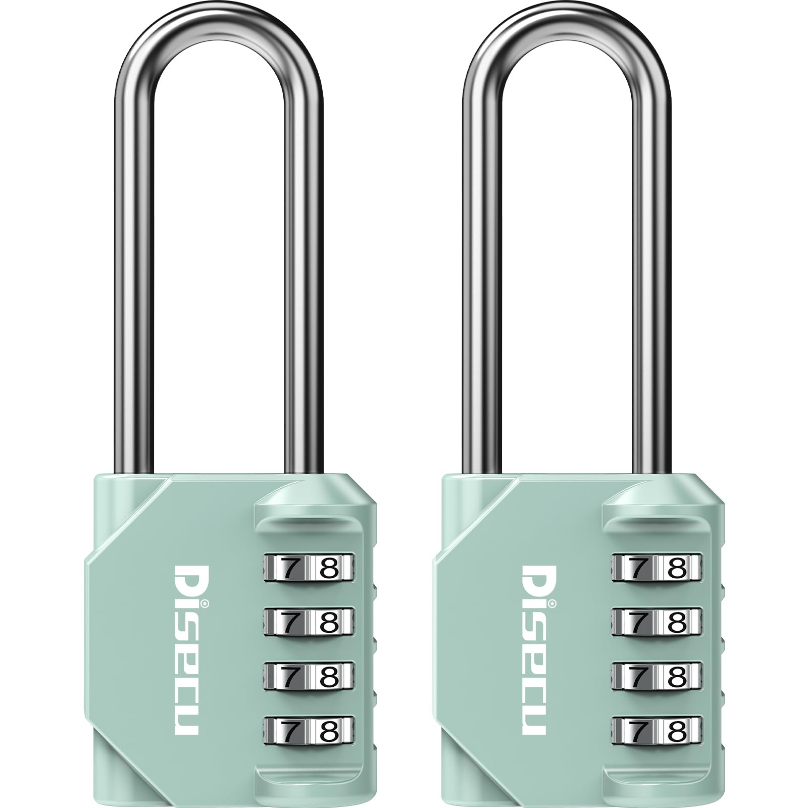 2 Pack disecu 2.6 Inch Long Shackle Combination Lock, 4 Digit Outdoor Waterproof Padlock for School Locker, Gym Locker, Storage Unit, Gate, Fence, Toolbox, Cabinet (Turquoise)