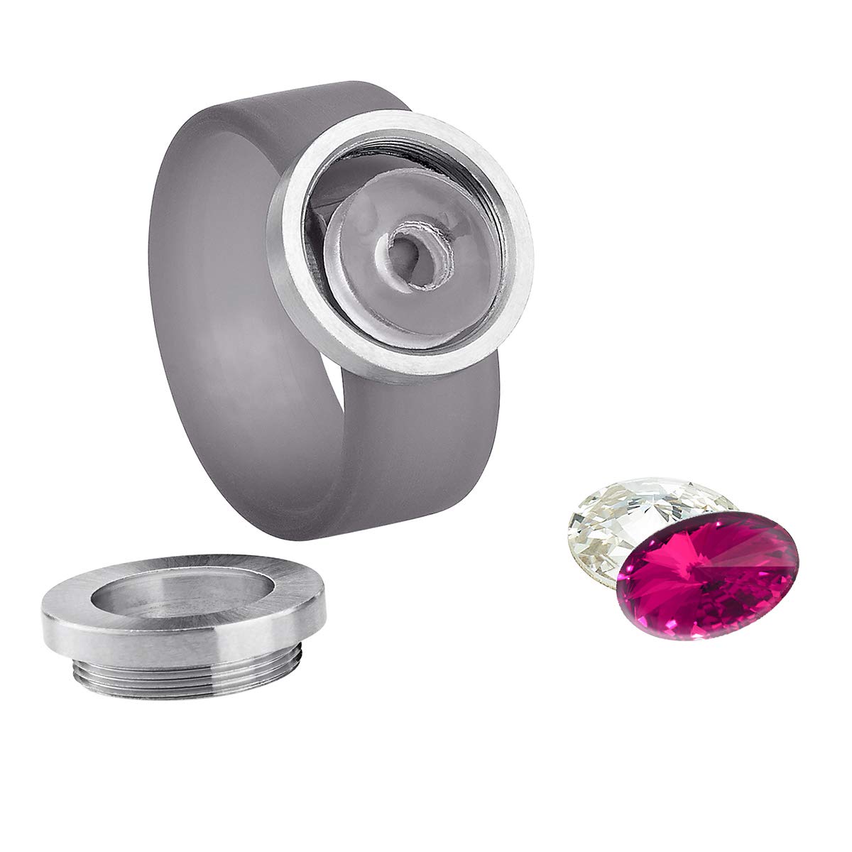Heideman Ring Damen Colori Edelstahl mit Wechselstein fuchsia Gr.60