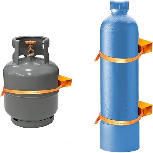 Miniatura 2 de Soporte de pared cilíndrica, soporte de tanque de nitrógeno de propano resistente con correas extralargas de 59 pulgadas y tornillos de expansión de