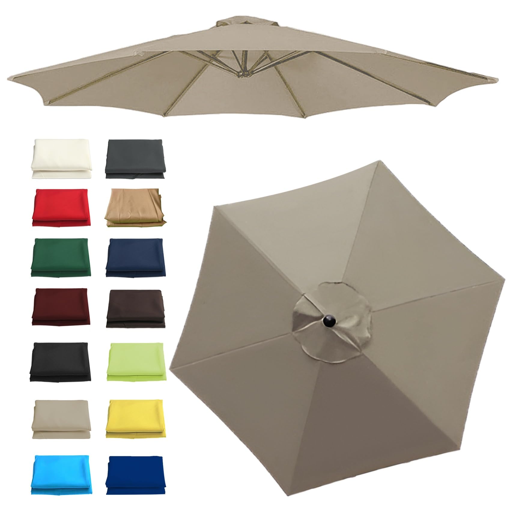 Canopy Cover - Patio Umbrella Replacement Canopy - 200cm/2.7m/300cm | 6 Arms/8 Arms - Sun Umbrella Replacement Cloth Cantilever Parasol Top Fabric Cover Sunshade Cloth(Color:Top color,Size:6 ribs-2m(6