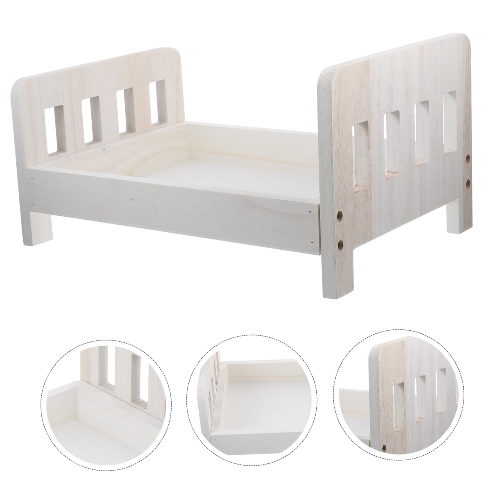 Accessoires de Photographie Décoratifs pour Bébé -né en Bois Blanc, Lit Miniature Sûr et Unique pour Séances Photo Adorables
