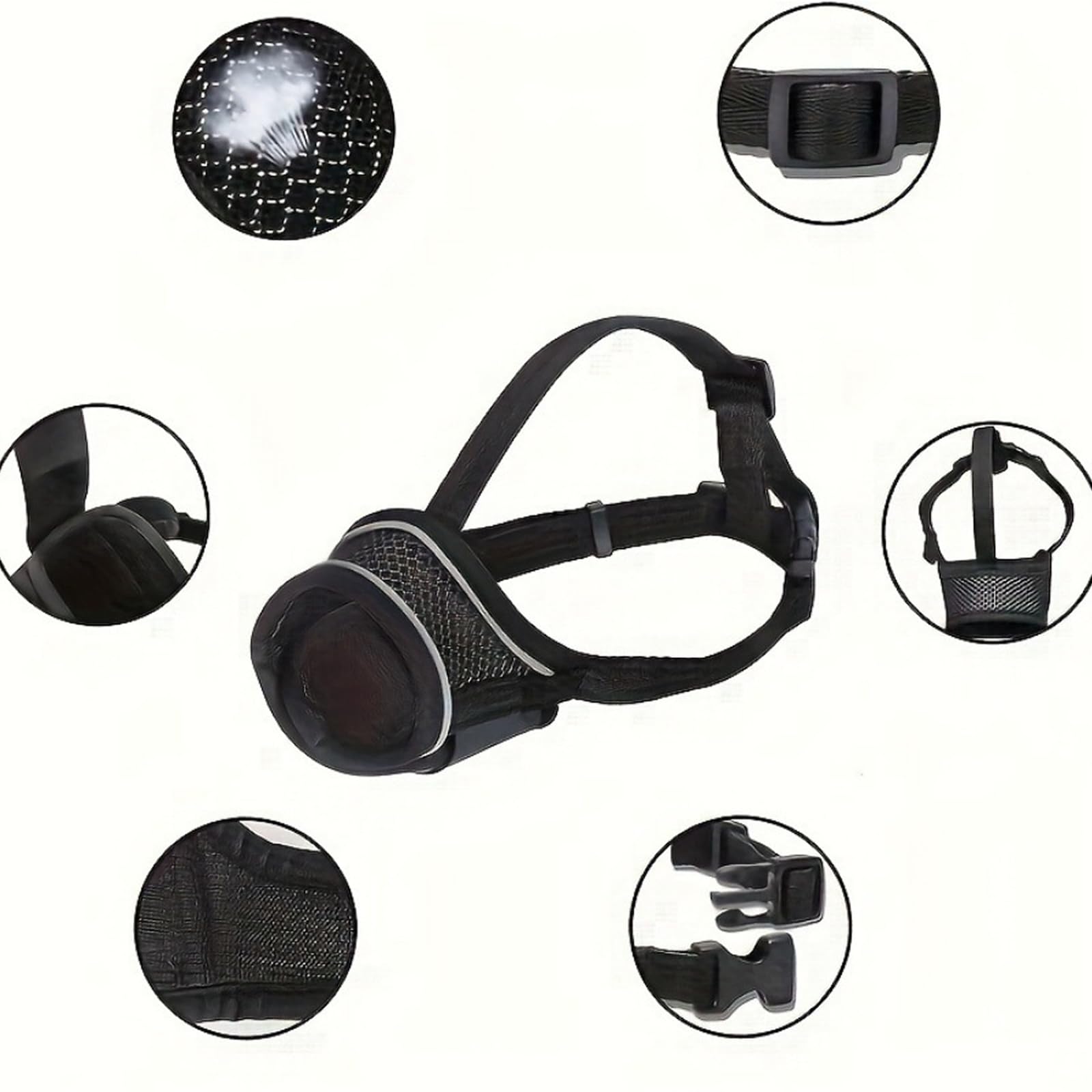 Muselière Chien Réglable en Nylon Reflectif, Soft et Confortable avec Système d'ajustement pour Petits Chiens, Idéale pour Promenades et Entraînement