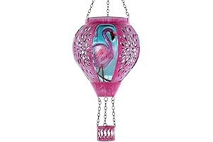 Starsoul Pink Sea Glass Hot Air Balloon Solar Lantern Flamingo
