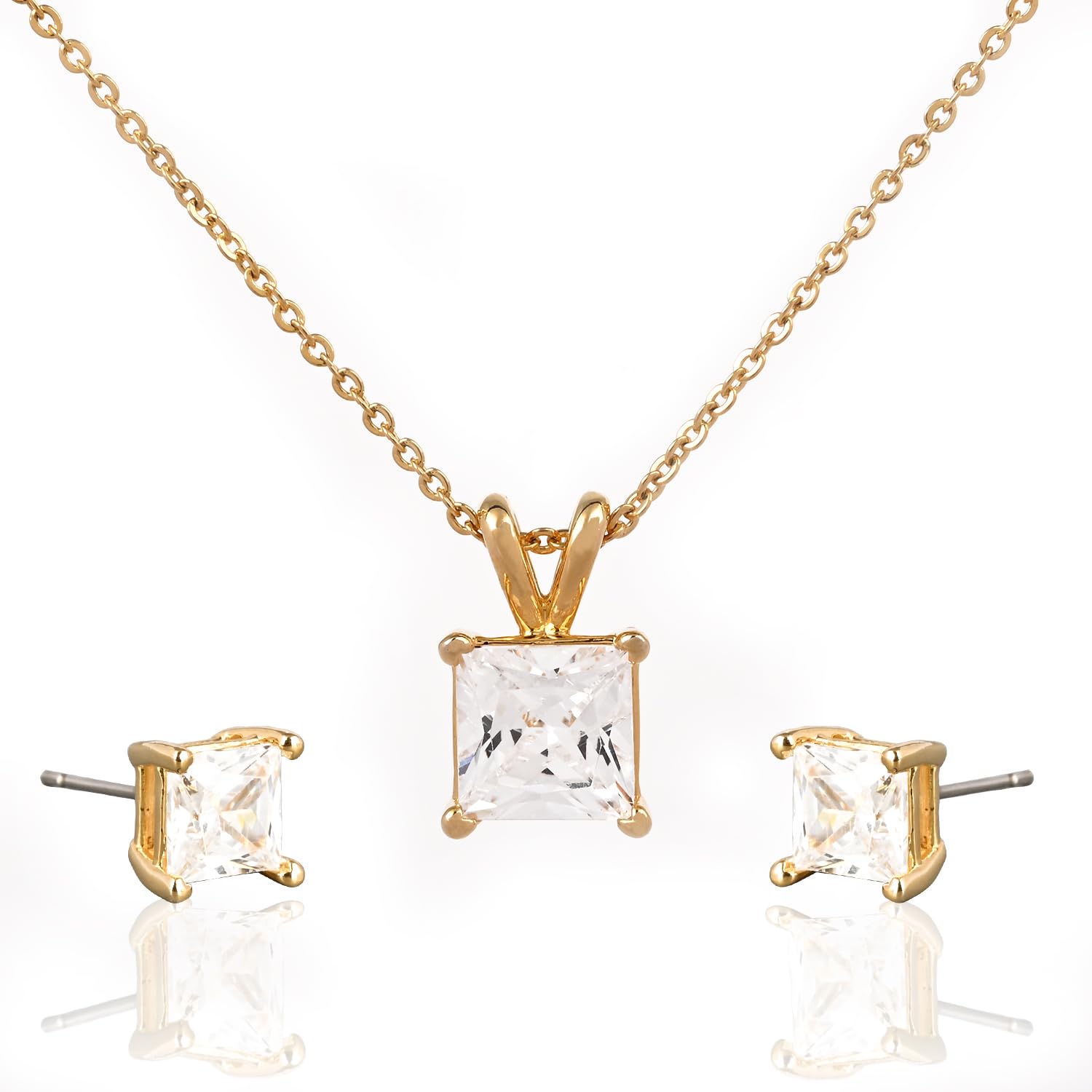 Leah JewelsPendant For Girls Women Girlfriend Zircon Studded Necklace Lightweight Adjustable Gold Plated Chain with Locket (Pack of 1)