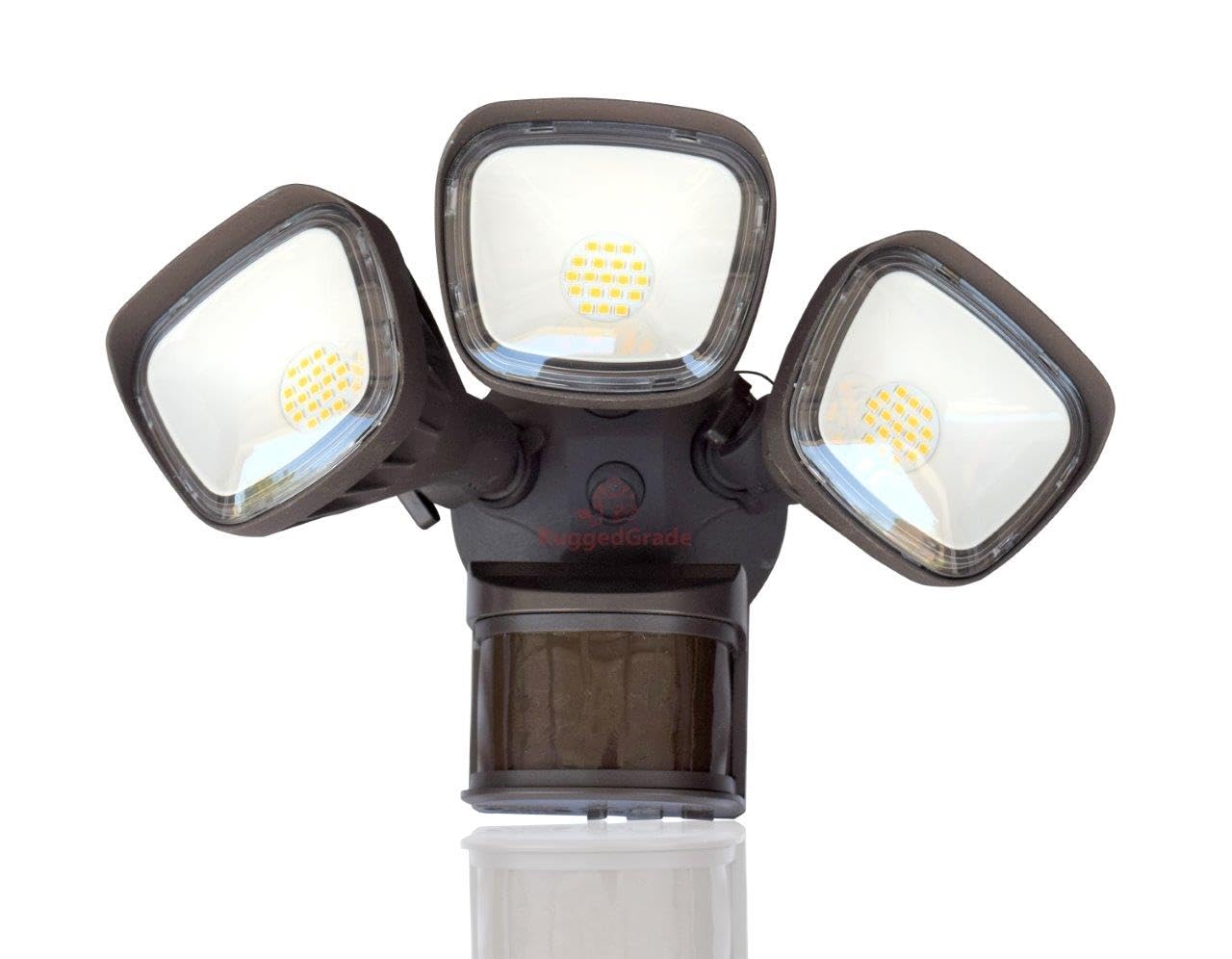 RuggedGrade 30 Watt - Turin II TT Series LED Security Light - Motion Wall Light -3600 Lumen, 240 Degree Sensor - Bronze housing - Color Selectable - Square Heads