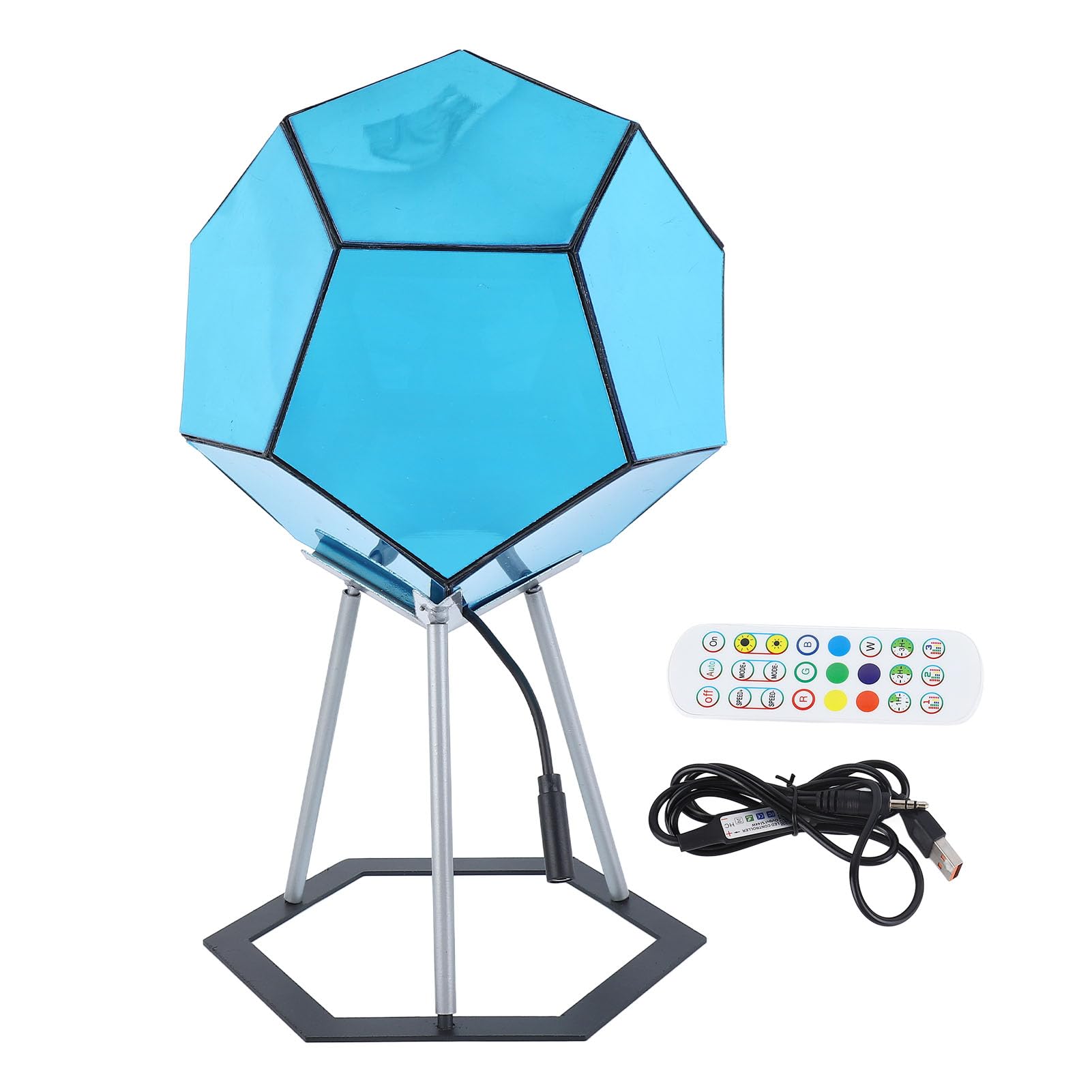 Dodekaeder-Gaming-Licht, Coole RGBW-LED-Tischlampe mit Ständer und Fernbedienung, für Partybar für Erwachsene