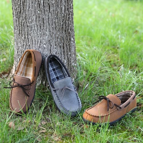 Image of ULTRAIDEAS Men's Luke Moccasin Slippers Memory Foam Cozy House Slippers, Warm Comfy Slippers for Men, Indoor Outdoor Loafer Anti-Slip Home Shoes