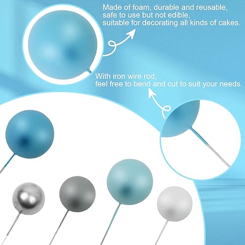 Miniatura 9 de Acmee 115 piezas de adornos para tartas de bola, decoración de mini globos, bola de espuma, para cupcakes, decoración de pasteles para cumpleaños,