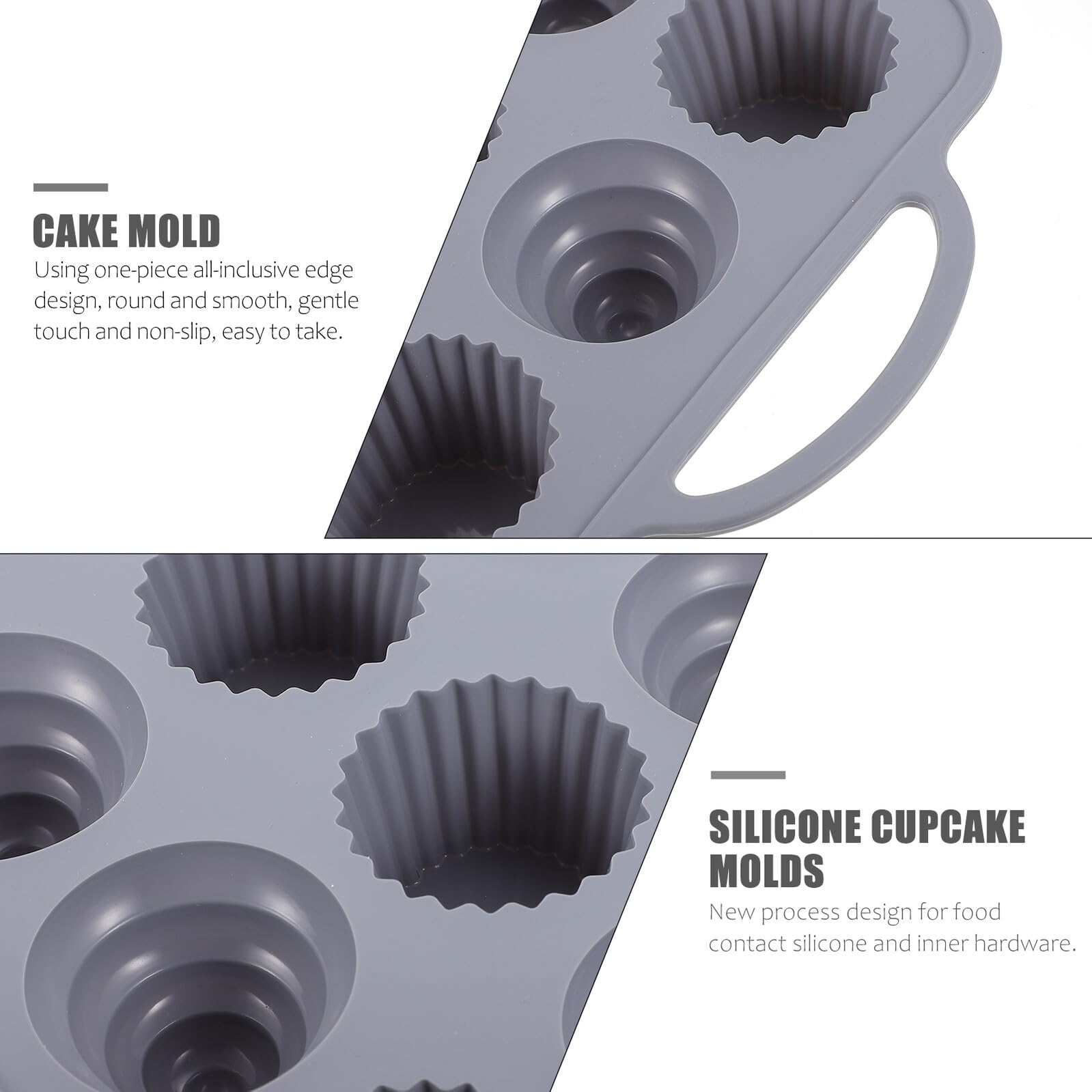 Molde de Silicona para Pasteles de 12 Cavidades Redondo | Mango Antideslizante, Diseño Integral Pieza, Tacto Suave y Resistente al Calor