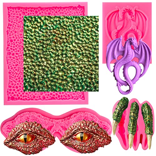 Rainmae Dragon Silicone Fondant Molds, Dragon Eyes Longan Dinosaur Claws Skin Chocolate Mold For Baking Dragon Themed Cake, Candy, Cupcake Decoration, Polymer Clay, Resin, Jewelry, Crafting Projects #TOP4