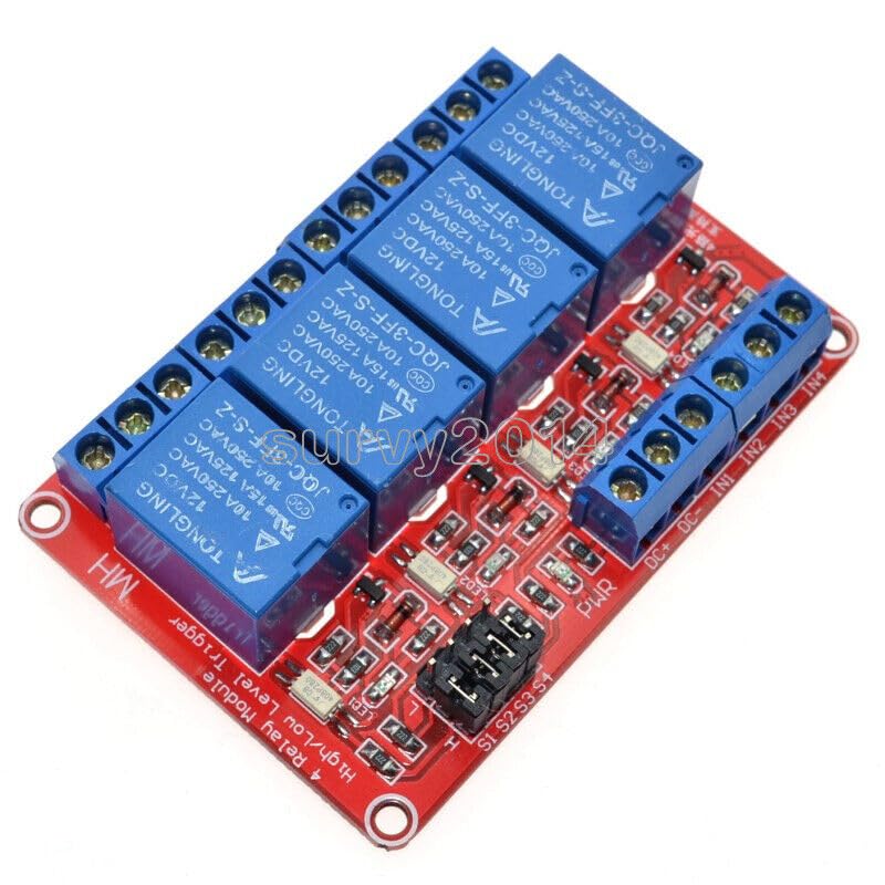 Trucgarden Tool Part for 12V 4-Channel High Low Level Trigger Relay for AVR DSP TTL with Optocoupler