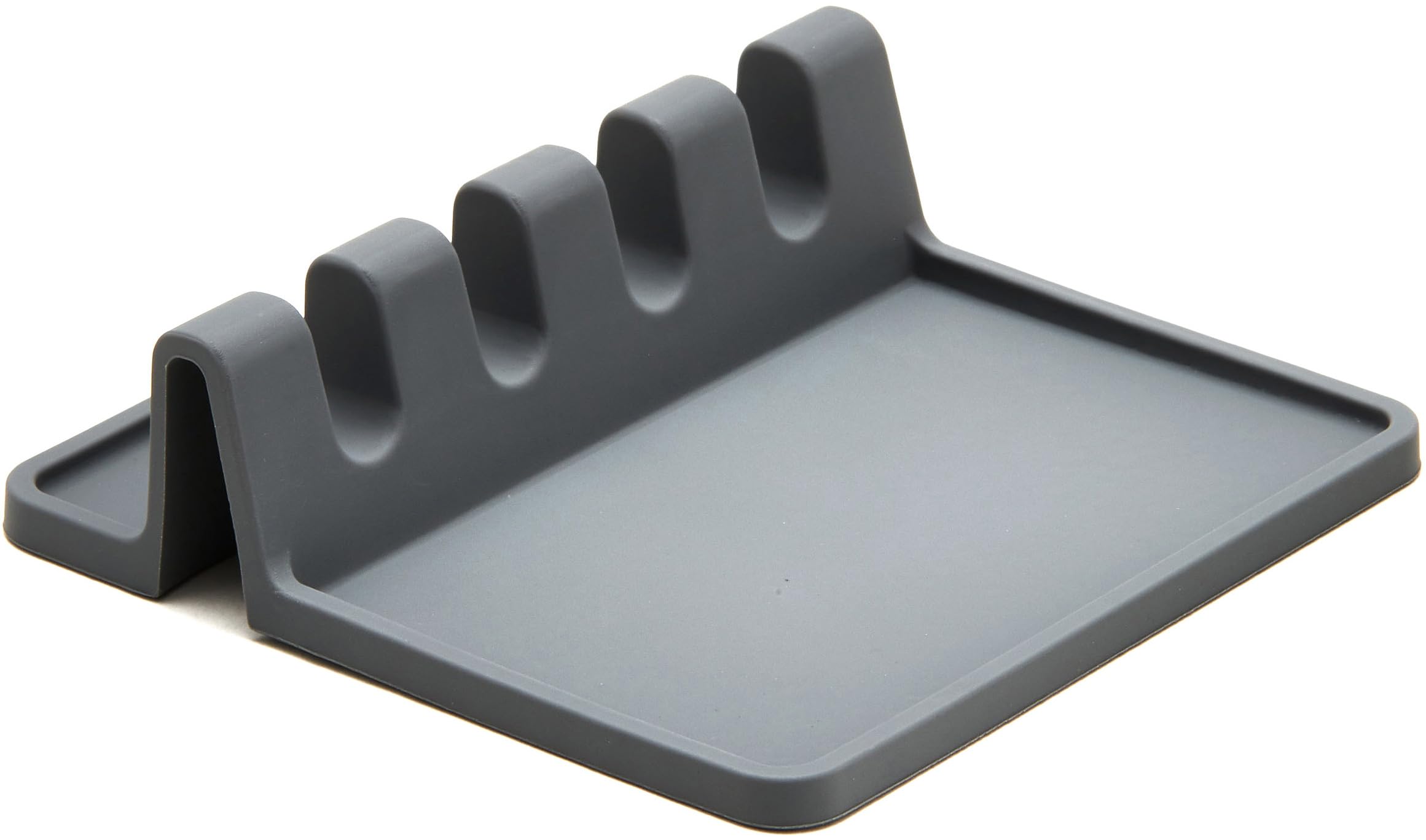 Grey Silicone Spoon Rest for Stove Top with Drip Pad (1 Pack) - Heat-Resistant, BPA-Free Utensil Rest & Spoon Holder for Kitchen Counter - Grill Utensil Holder for Spatulas, Tongs, and kitchenware