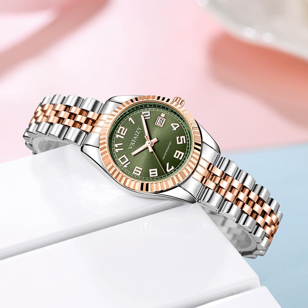 Mujeres Clásico Fácil Lectura Tiempo Reloj Cálendar para Mujeres Resistente a Agua