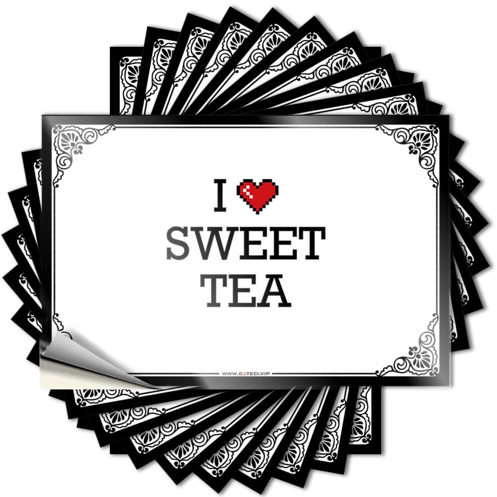 I Love Sweet Tea Tattoos Cottage Self Adhesive | Fluffy Bumper Vinyl Sticker Pack for Dry(8X12CM)