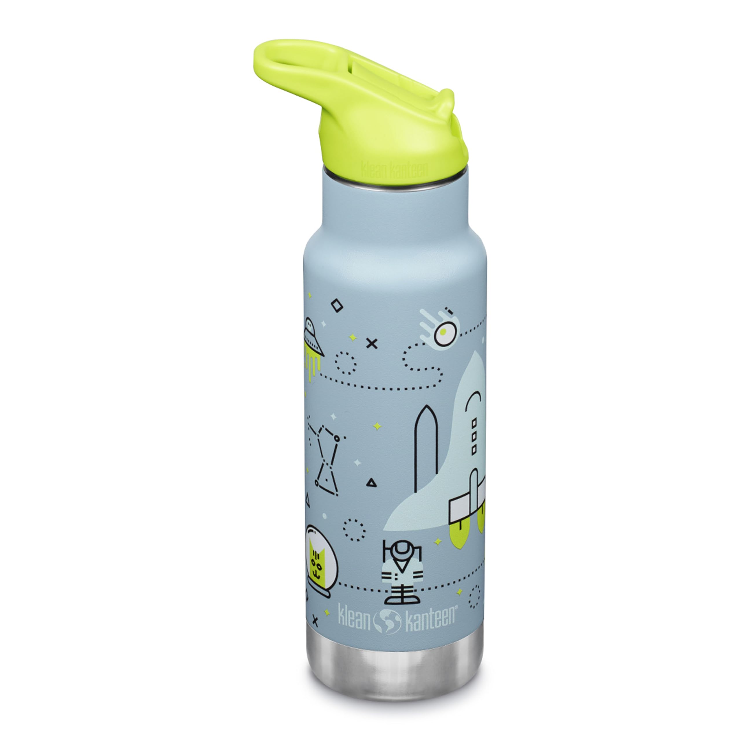 Klean Kanteen Kids Water Bottle with Straw | Insulated 350ml Drinks Bottle | 100% Leakproof | Flip and Seal Sports Lid | Childrens Metal Flask | Durable & BPA Free | Stainless Steel | Launch Plan