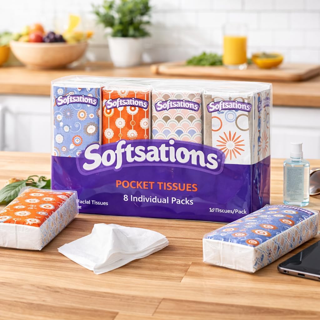 3,840 Count 3-Ply Pocket Facial Tissues – 384 Travel Packs with 10 Tissues Each, Bulk Value Pack