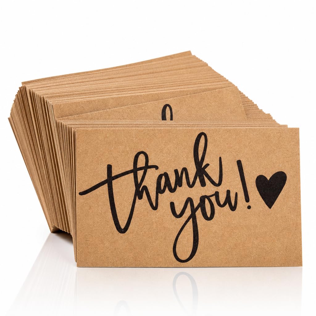 100 Pack Thank You Cards Multipack, Thank You Cards Small Business, Thankyou Greeting Notes Cards for Weddings, Birthdays, Graduations & Gifts, 9x4.5cm Thankyou Business Card Bulk Set