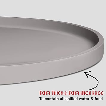 DogBuddy Dog Food Mat - Waterproof Dog Bowl Mat, Silicone Pet Mat for Food and Water Bowls, Nonslip Pet Feeding Mat with Edges, Dogs Food Mats for Floors, Puppy Supplies (XS, Dove)