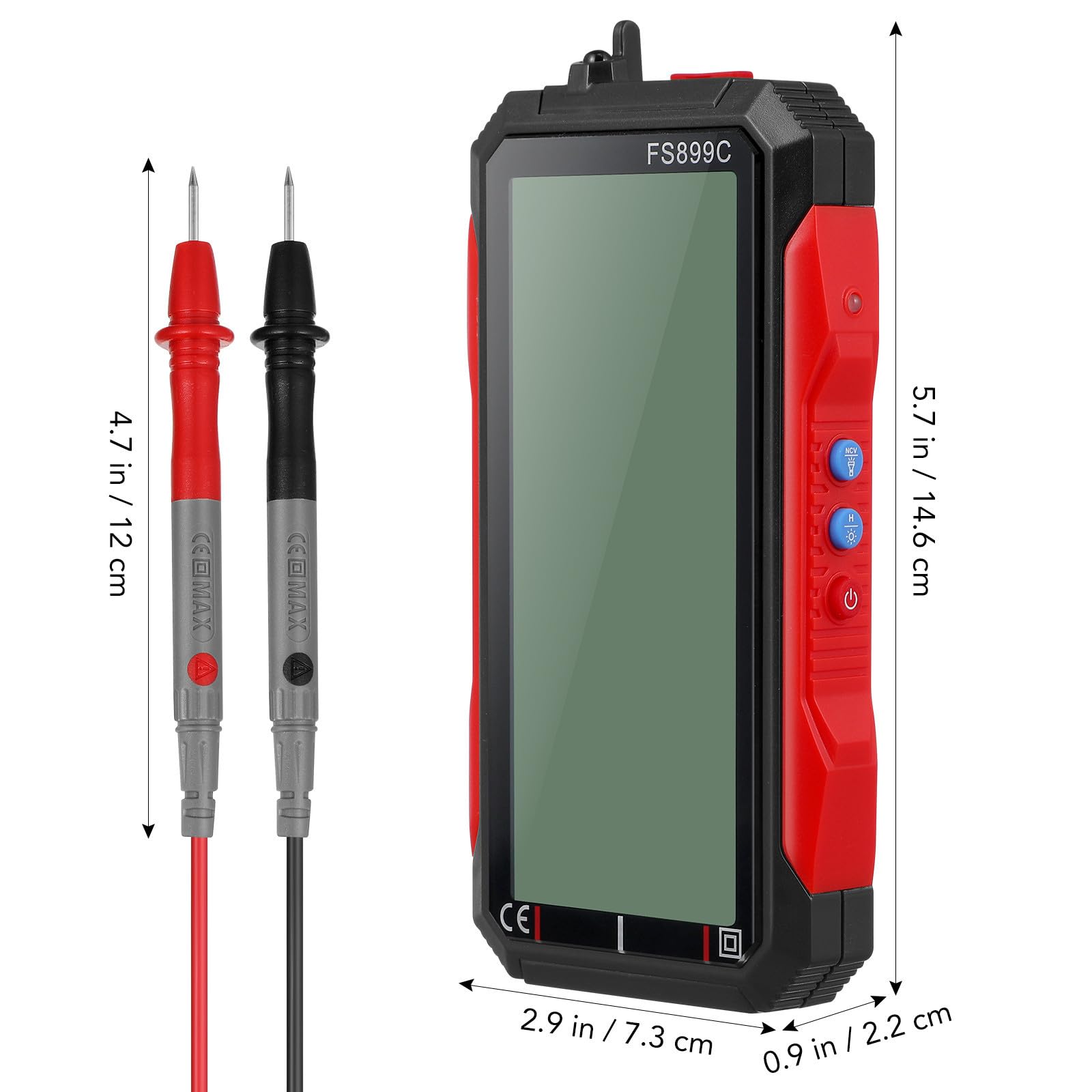 Toddmomy Multímetro Digital Automático Pantalla Grande, Medición Multifuncional de Amperios y Voltaje, Batería de Litio Recargable por Usb, Carcasa Abs Resistente