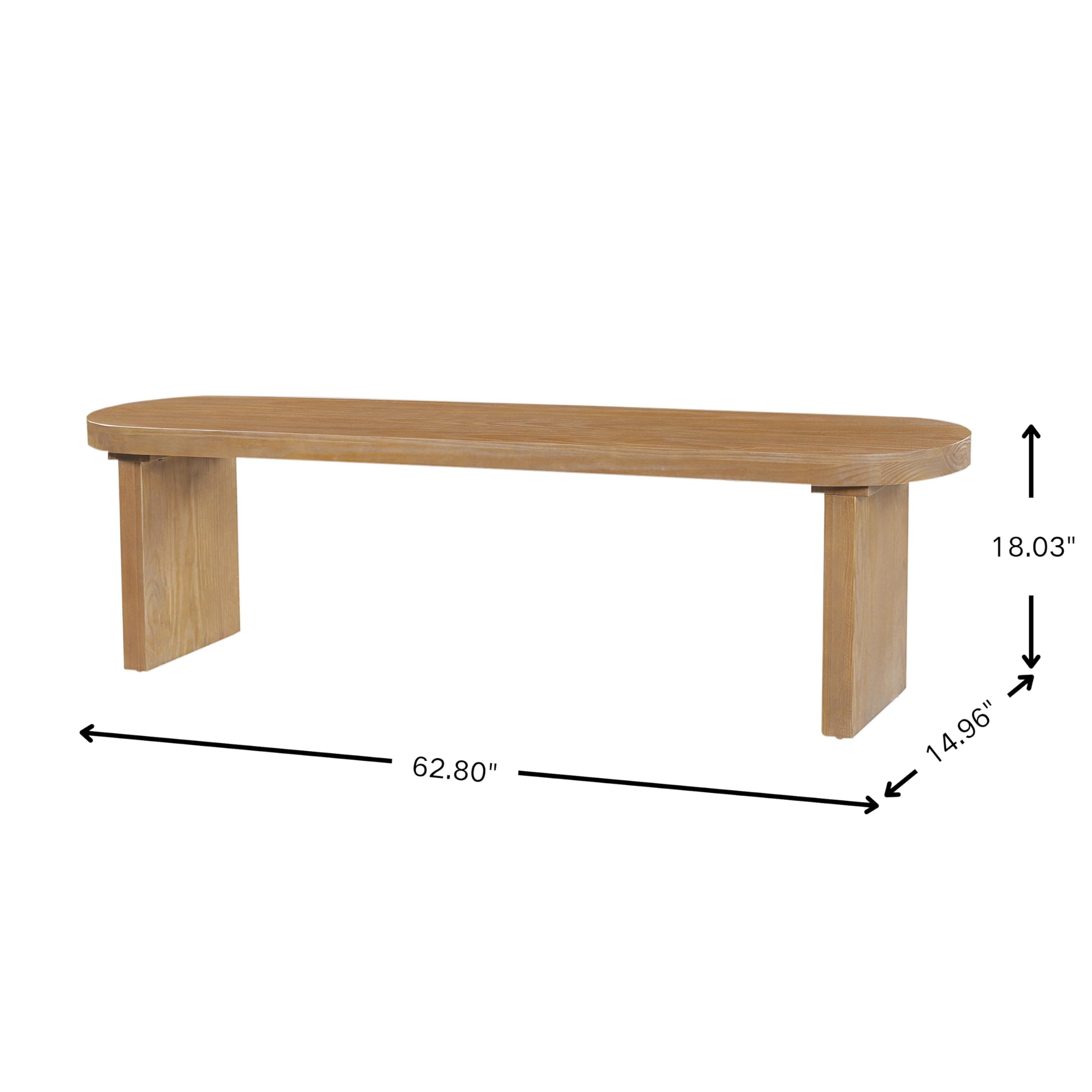 Merax 62.8" Solid Pine Dining Bench with Thick Block Legs – Rustic Modern Wood Seating for 3 Adults, Heavy Duty 350lbs Capacity, Natural Finish for Farmhouse Dining Room & Kitchen
