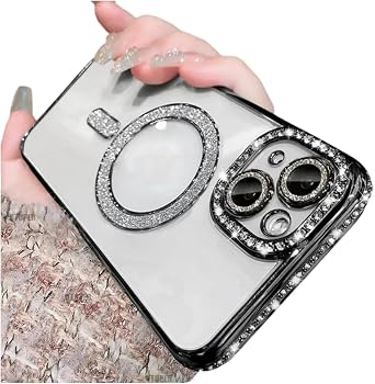Casechics Compatible with iPhone 11 Case,Diamond ElectroPlated,Black
