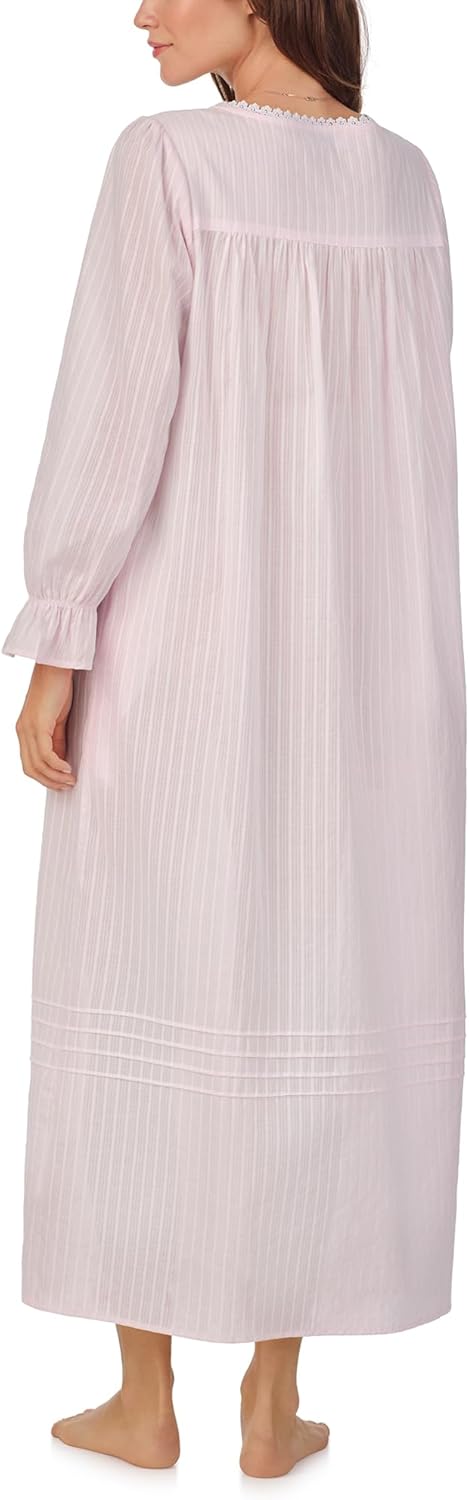 Eileen West Sleepwear & Loungewear for Women - Dobby Stripe Collection - 100% Cotton Longsleeve Full-Length Robe Nightgown