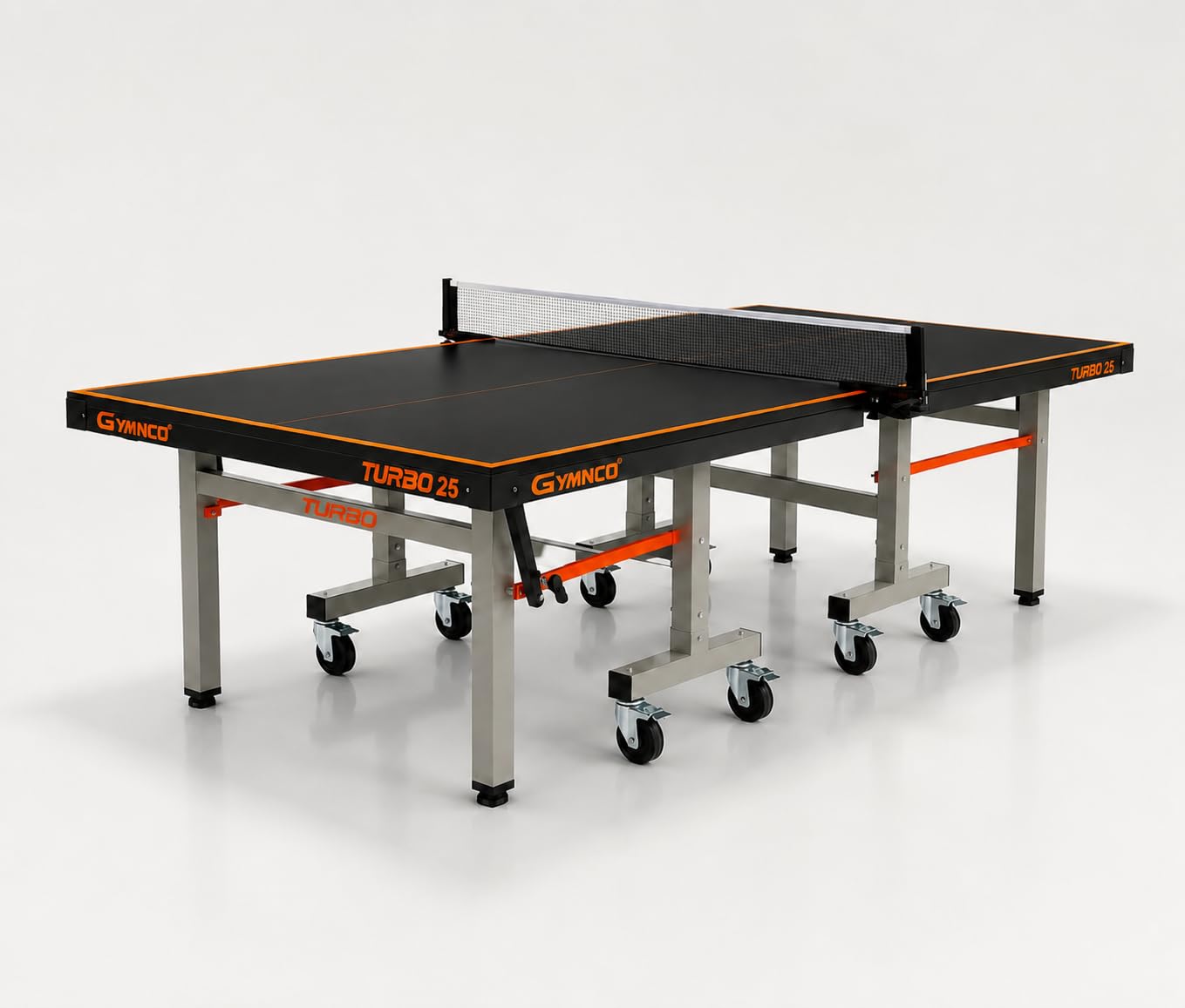 GYMNCO Turbo 25 Table Tennis Table with 100 MM Wheel (Top 25 mm UV Tech Tournament Grade Free TT Table Cover + 2 TT Racket & Balls), Blue Top (25 MM Top Tourmanent Use)-picture-14